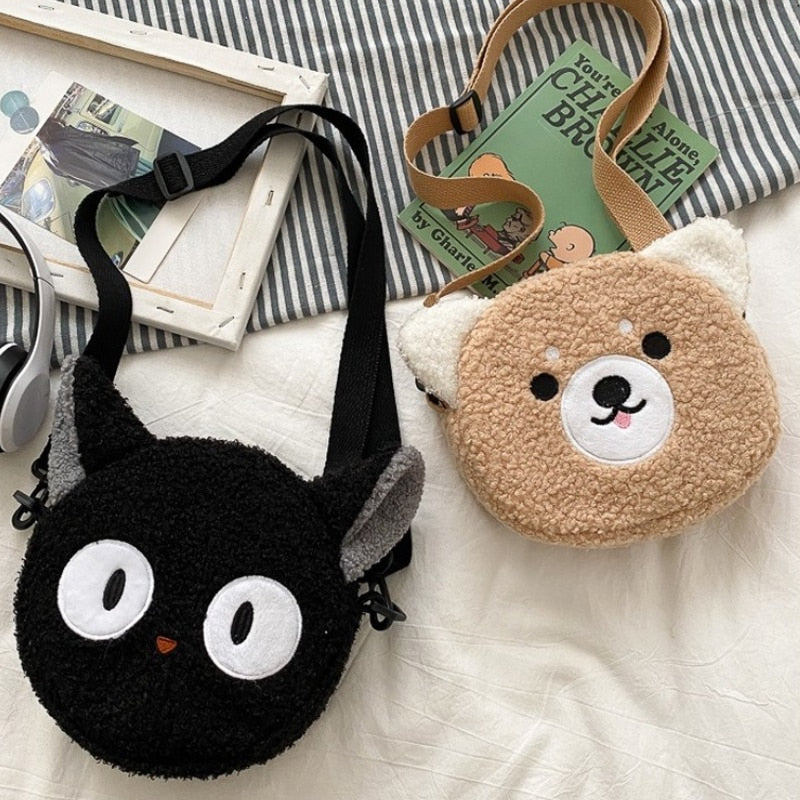 Quirky Cartoon Plush Shoulder Bag