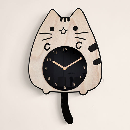 WhiskerTime Wood Cat Clock