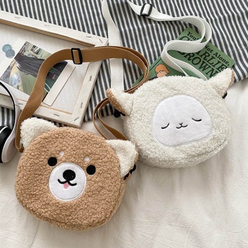 Quirky Cartoon Plush Shoulder Bag