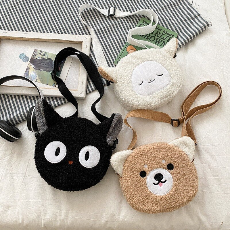 Quirky Cartoon Plush Shoulder Bag