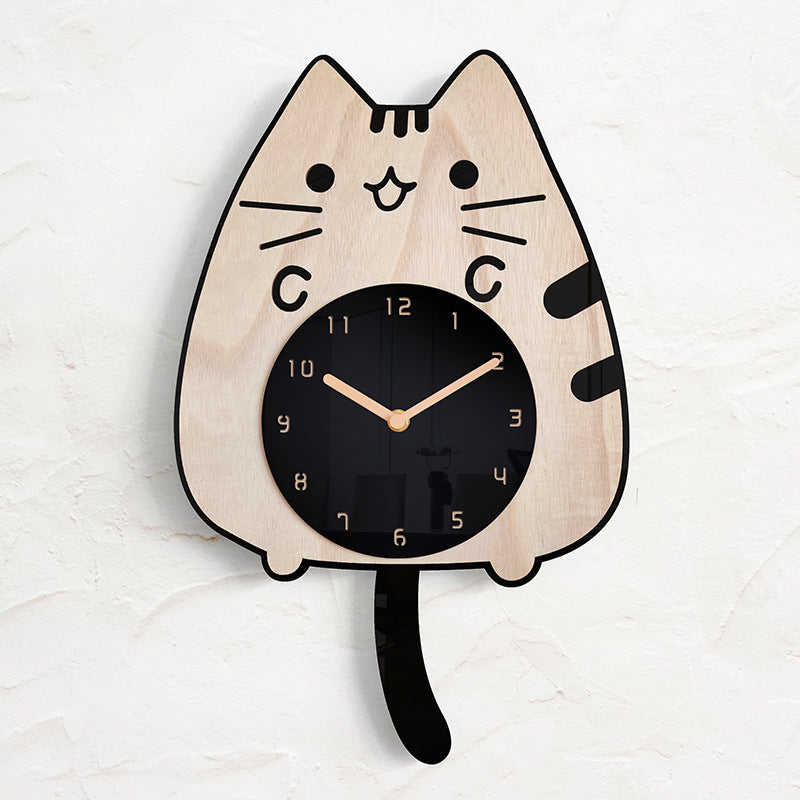 WhiskerTime Wood Cat Clock