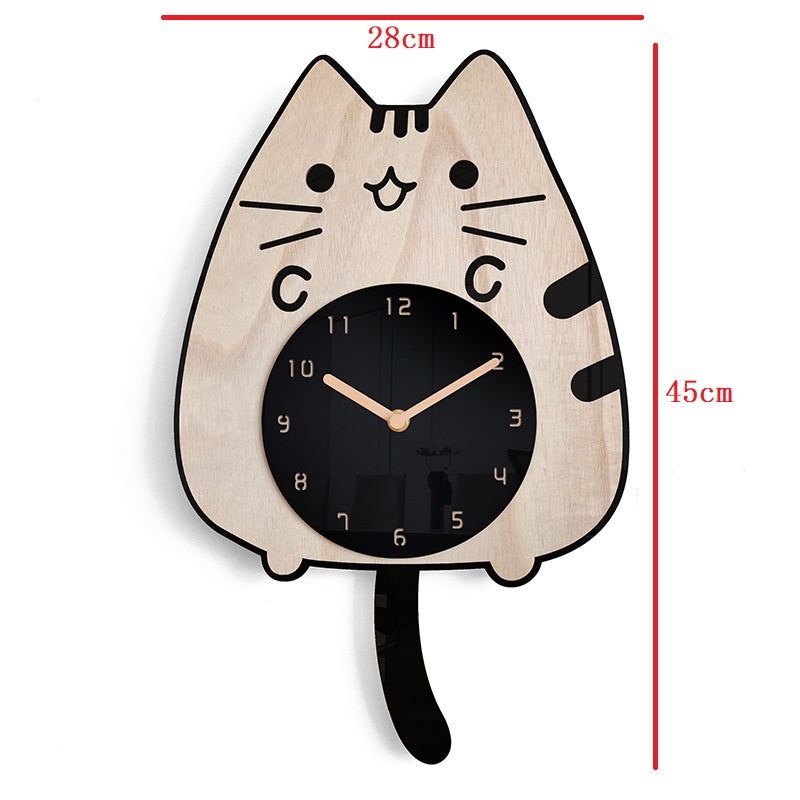 WhiskerTime Wood Cat Clock
