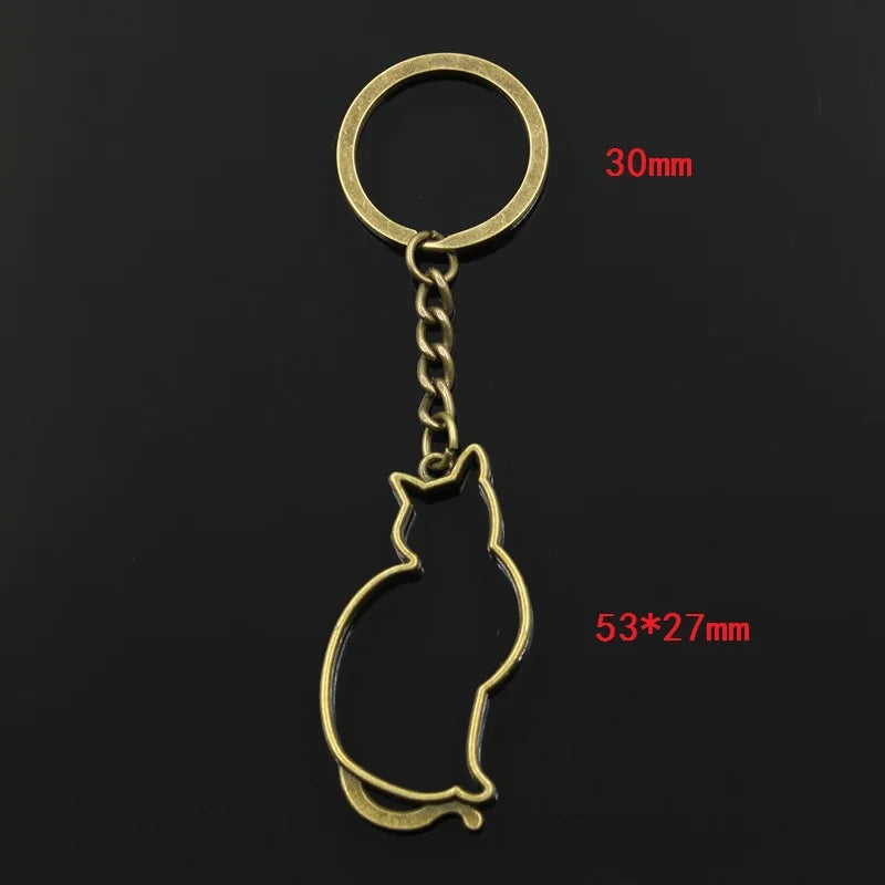 Graceful Feline Outline Keychain