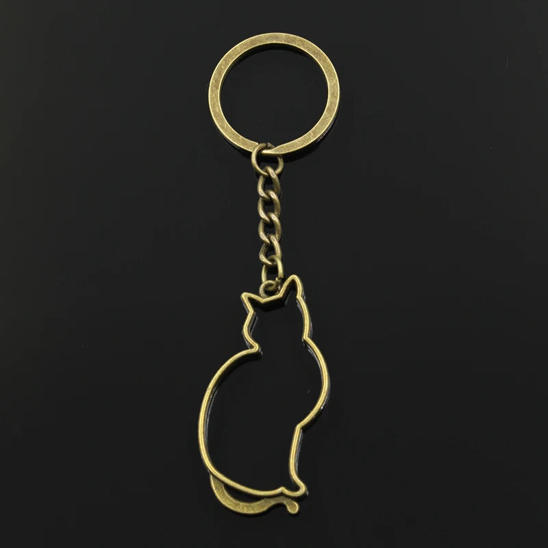 Graceful Feline Outline Keychain