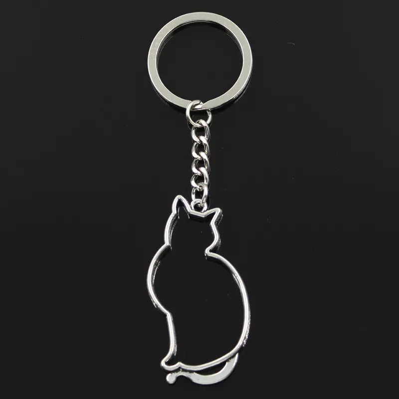 Graceful Feline Outline Keychain