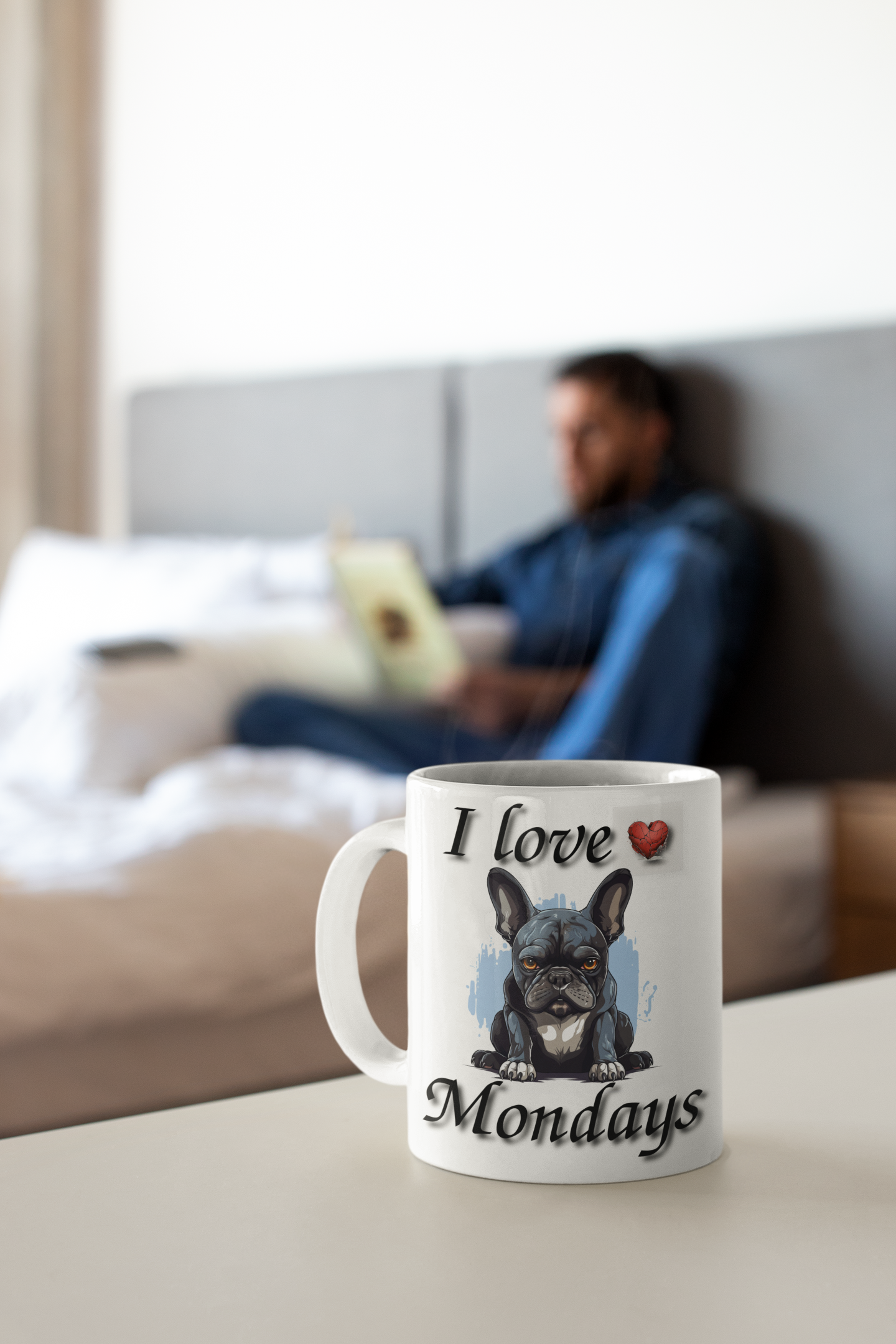 I Love Mondays French Bulldog Mug