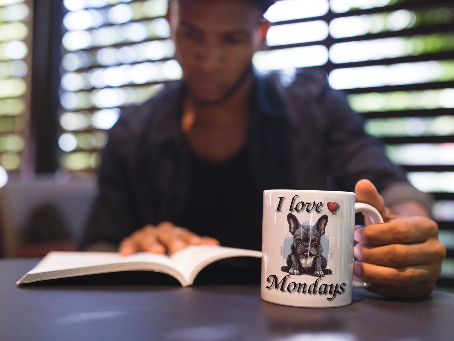 I Love Mondays French Bulldog Mug