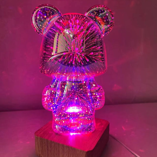 3D Fireworks Bear Night Light