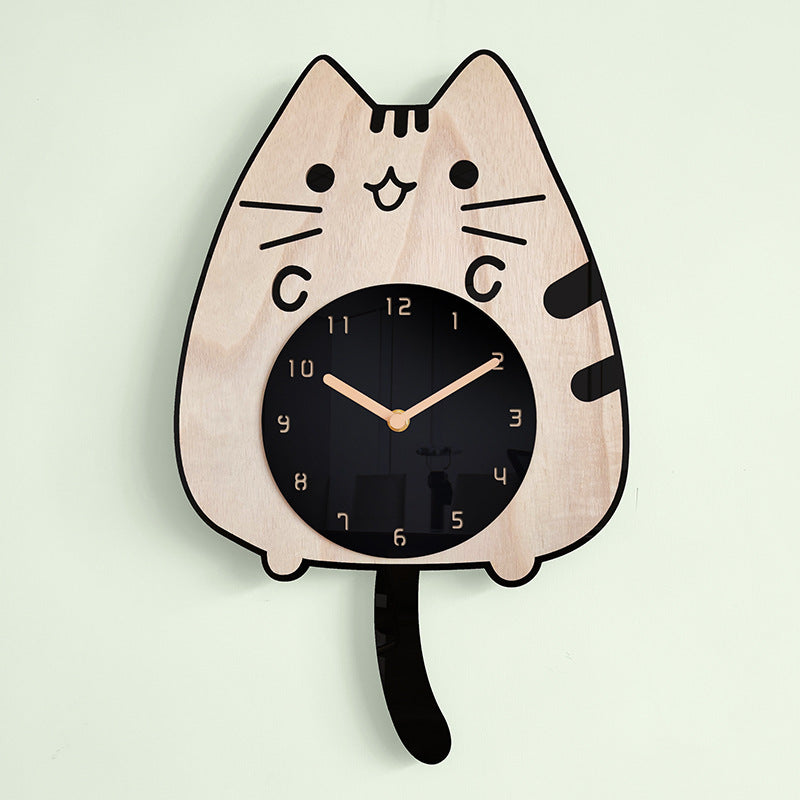 WhiskerTime Wood Cat Clock