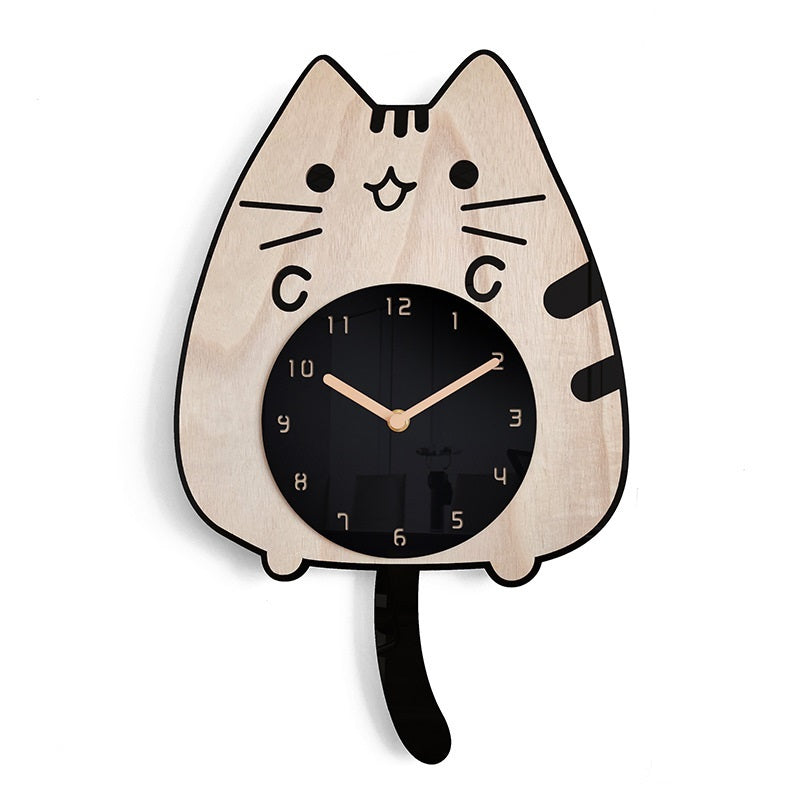WhiskerTime Wood Cat Clock